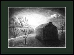 Bauernhaus im Mondlicht